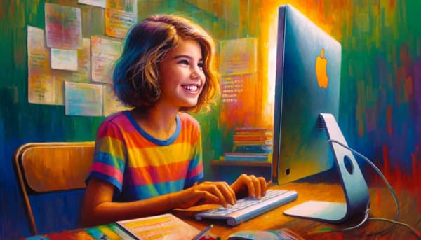 Kind am Computer beim Programmieren